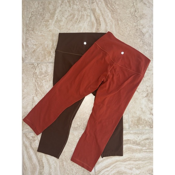 Lululemon Set Of 2 Java Align High Rise And Cayenne Align Crop 21" Size 8 - Picture 1 of 10